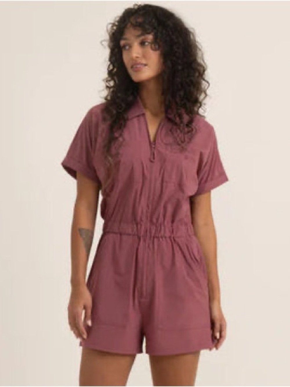 Roark Rapids Romper Women’s S Mauve Pink Athleisure Zip Front Utility WRU007